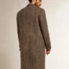 Abrigo de lana de un solo pecho para hombre con tejido en espiga beige y gris