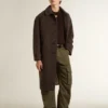 Abrigo Journey de un solo pecho para hombre, en mezcla de lana arrugada con broche floral