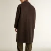 Abrigo Journey de un solo pecho para hombre, en mezcla de lana arrugada con broche floral