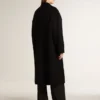 Abrigo negro tipo capullo de una sola fila de botones para mujer