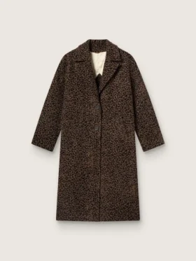 Abrigo tipo capullo de una sola fila de botones para mujer, confeccionado en lana con motivo jacquard