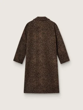 Abrigo tipo capullo de una sola fila de botones para mujer, confeccionado en lana con motivo jacquard