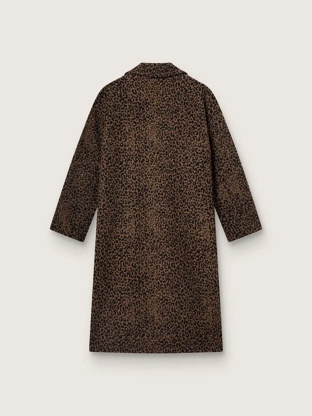 Abrigo tipo capullo de una sola fila de botones para mujer, confeccionado en lana con motivo jacquard