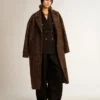 Abrigo tipo capullo de una sola fila de botones para mujer, confeccionado en lana con motivo jacquard