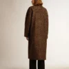 Abrigo tipo capullo de una sola fila de botones para mujer, confeccionado en lana con motivo jacquard