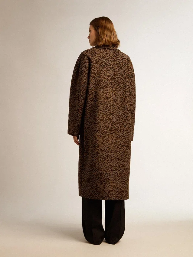 Abrigo tipo capullo de una sola fila de botones para mujer, confeccionado en lana con motivo jacquard