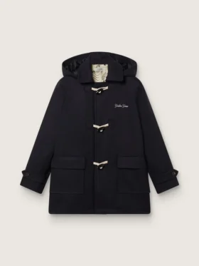 Abrigo tipo duffle con capucha para niños en azul oscuro