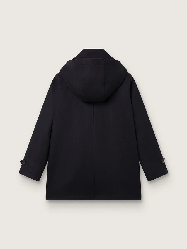 Abrigo tipo duffle con capucha para niños en azul oscuro