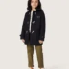 Abrigo tipo duffle con capucha para niños en azul oscuro