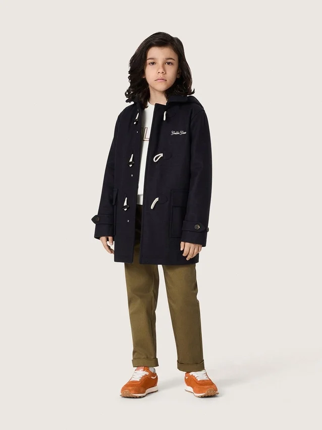 Abrigo tipo duffle con capucha para niños en azul oscuro