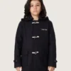 Abrigo tipo duffle con capucha para niños en azul oscuro