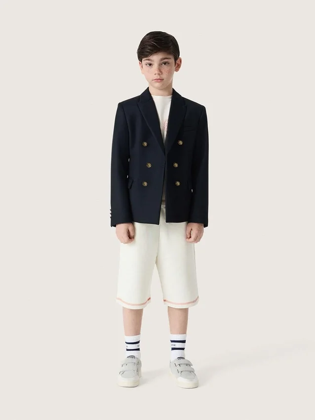 Americana azul oscura de doble botonadura para niños