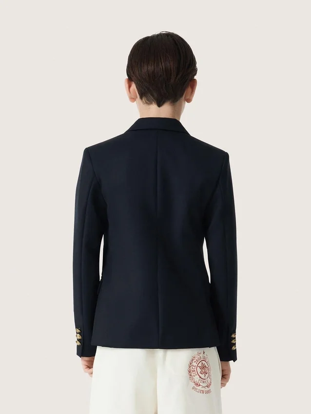 Americana azul oscura de doble botonadura para niños