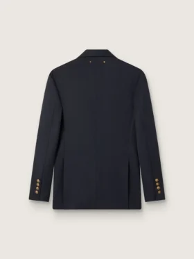 Americana azul oscuro de doble botonadura para mujer