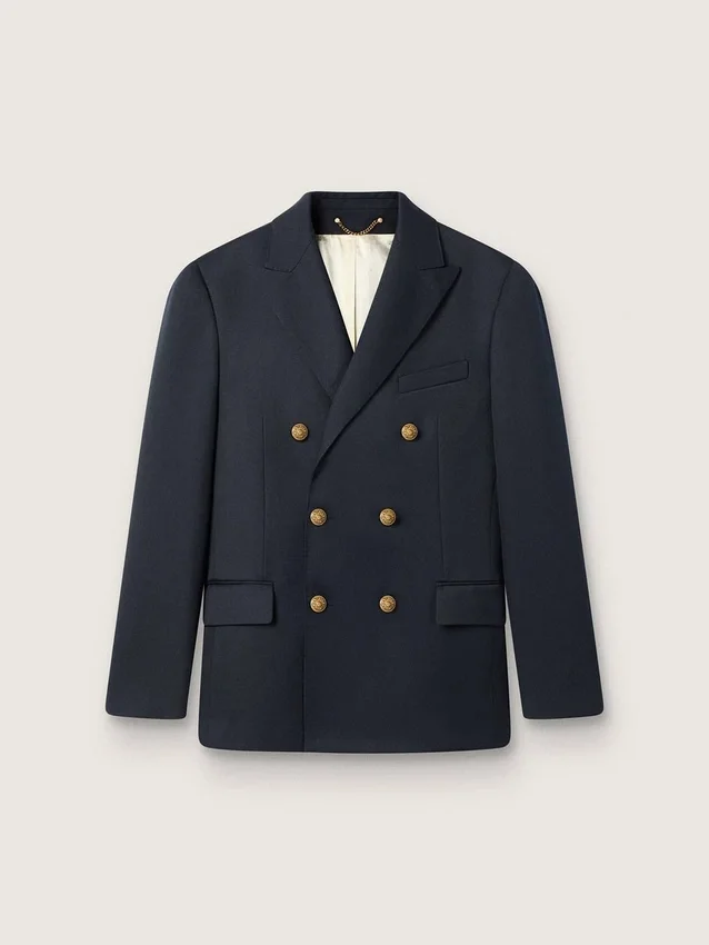 Americana de doble botonadura para hombre en azul oscuro