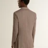 Americana de doble botonadura para hombre en mezcla de lana con diseño de chevrón color beige