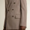 Americana de doble botonadura para hombre en mezcla de lana con diseño de chevrón color beige