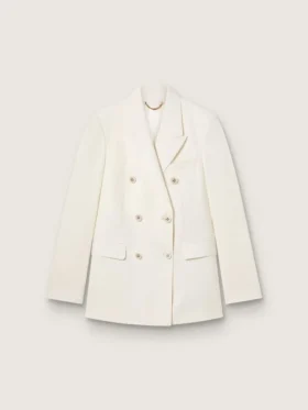 Americana de doble botonadura para mujer en blanco envejecido