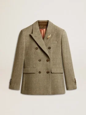 Americana de doble botonadura para mujer en lana Shetland