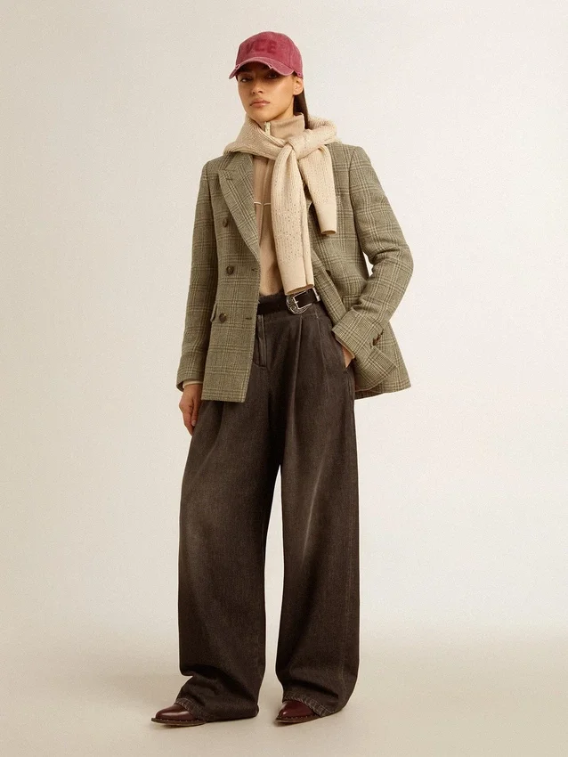 Americana de doble botonadura para mujer en lana Shetland