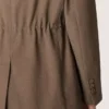 Americana de doble botonadura para mujer en mezcla de lana con diseño de chevron gris paloma
