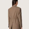 Americana de doble botonadura para mujer en mezcla de lana con diseño de chevron gris paloma