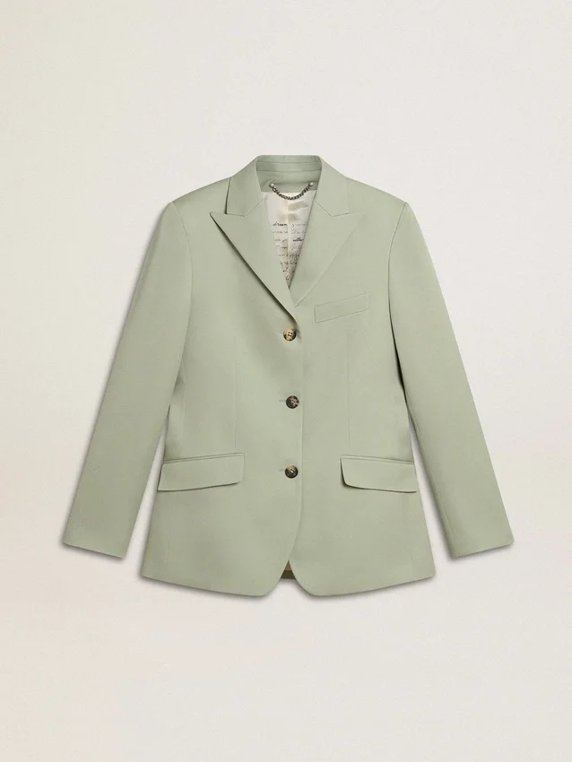 Americana de mujer en lana verde salvia