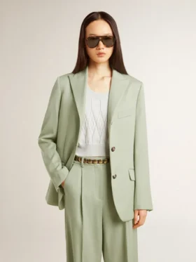 Americana de mujer en lana verde salvia