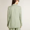 Americana de mujer en lana verde salvia