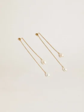 Aretes colgantes con perlas