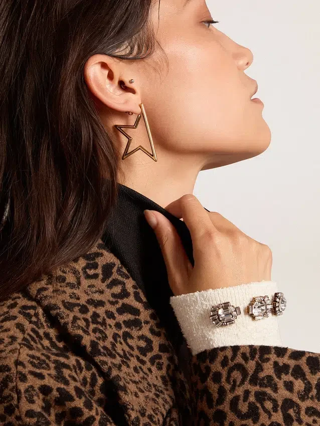 Aretes colgantes para mujer «Star» en color oro antiguo