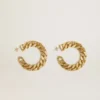 Aretes de aro con eslabones trenzados en color oro antiguo