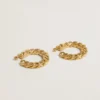 Aretes de aro con eslabones trenzados en color oro antiguo