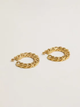 Aretes de aro con eslabones trenzados en color oro antiguo