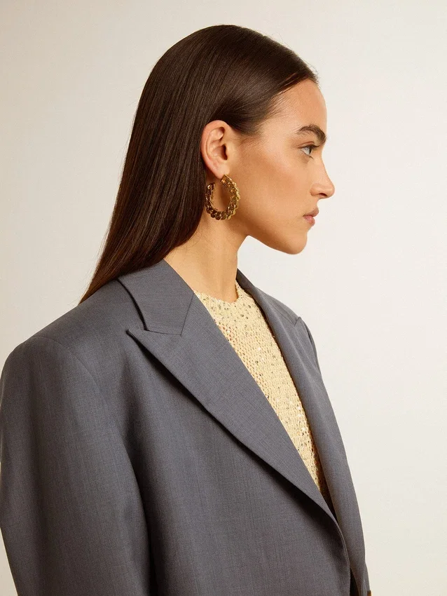 Aretes de aro con eslabones trenzados en color oro antiguo