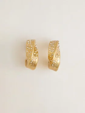 Aretes de aro dorados con cristales
