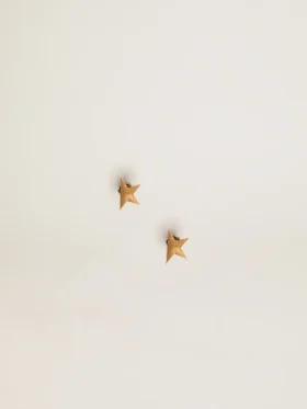 Aretes de botón para mujer en color oro antiguo