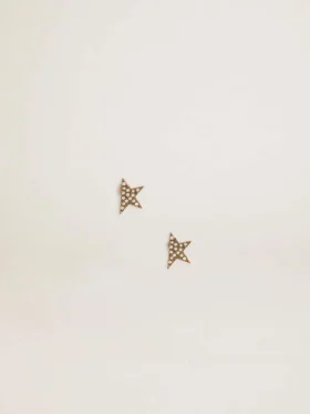 Aretes de botón para mujer en color oro antiguo con cristales