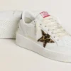 Ball Star con estrella de piel de potro con estampado de leopardo y lengüeta del talón de cuero laminado negro