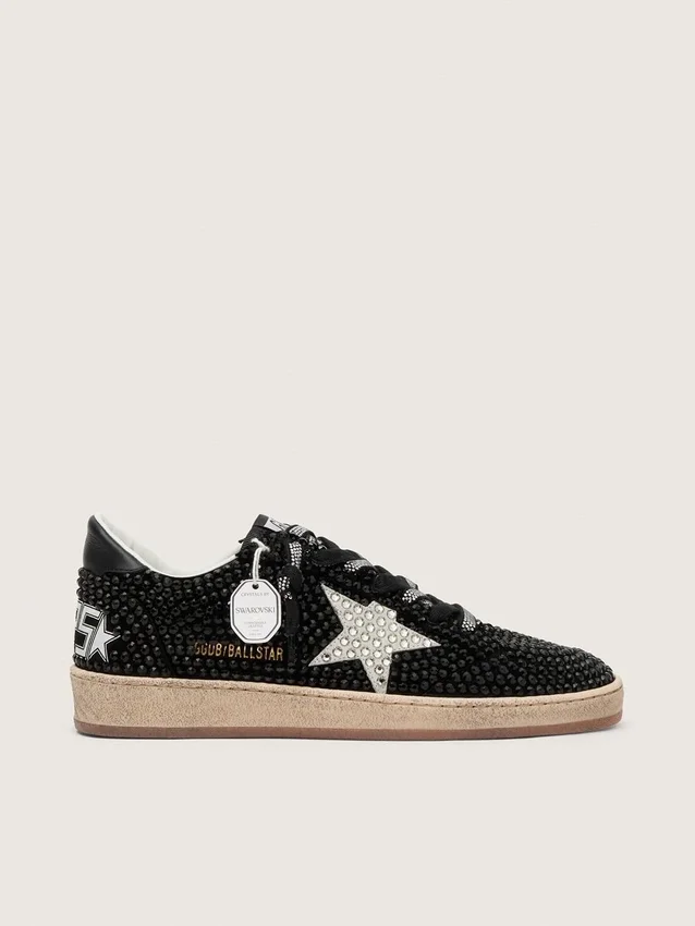 Ball Star en gamuza negra con estrella blanca y cristales Swarovski