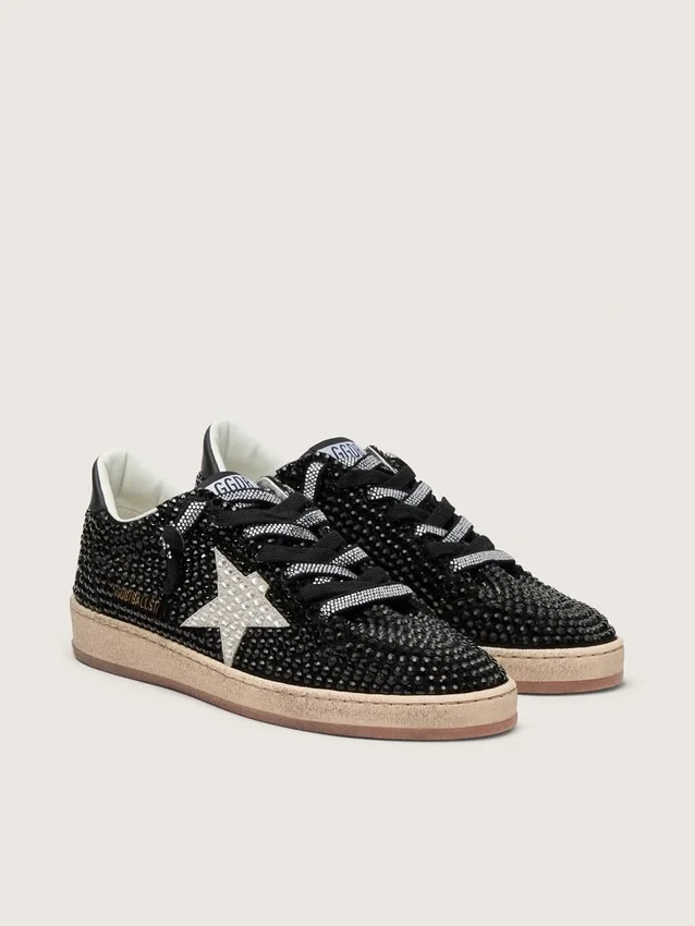 Ball Star en gamuza negra con estrella blanca y cristales Swarovski