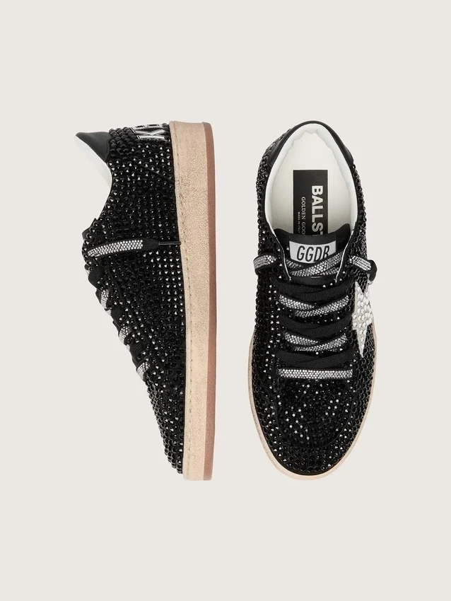 Ball Star en gamuza negra con estrella blanca y cristales Swarovski