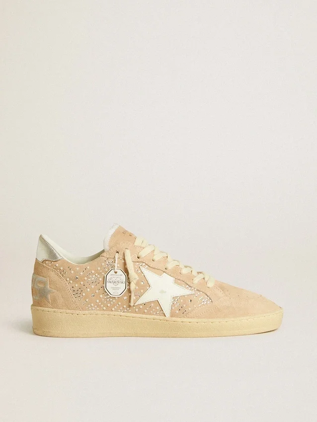 Ball Star en gamuza y cristales Swarovski con estrella de cuero y lengüeta metálica en el talón