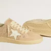 Ball Star en gamuza y cristales Swarovski con estrella de cuero y lengüeta metálica en el talón