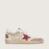 Ball Star en nylon y malla blanca con estrella de nylon roja y lengüeta del talón de cuero blanco