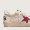 Ball Star en nylon y malla blanca con estrella de nylon roja y lengüeta del talón de cuero blanco