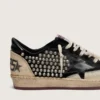Ball Star LAB para hombre en gamuza negra con tachuelas y estrella de cuero negro brillante