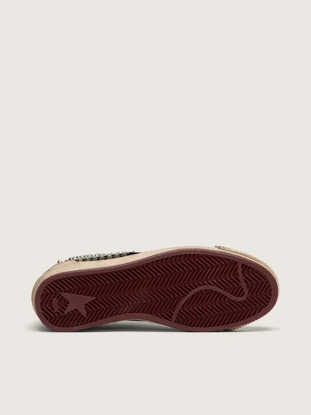 Ball Star LAB para hombre en gamuza negra con tachuelas y estrella de cuero negro brillante
