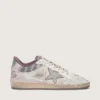 Ball Star LAB para hombre en nylon blanco y piel de potro con estrella plateada e inserciones lilas