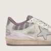 Ball Star LAB para hombre en nylon blanco y piel de potro con estrella plateada e inserciones lilas